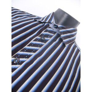 Inc. International Concepts Men  Shirt Blue/Black Stripes L/S  Sz Medium